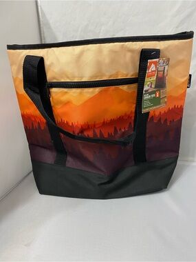 Ozark Trail Orange and Black Mountain Scene Cooler Tote